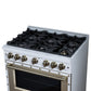 FORNO Ambassador Valente 36" 5.2 cu. ft. Gas Range, 6 Sealed Burners, Convection Oven in White with Antique Brass Accents and Copper Rivet Trim, FFSGS6299-36CPWHT