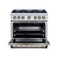 FORNO Ambassador Valente 36" 5.2 cu. ft. Gas Range, 6 Sealed Burners, Convection Oven in White with Antique Brass Accents and Copper Rivet Trim, FFSGS6299-36CPWHT