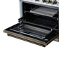 FORNO Ambassador Valente 36" 5.2 cu. ft. Gas Range, 6 Sealed Burners, Convection Oven in White with Antique Brass Accents and Copper Rivet Trim, FFSGS6299-36CPWHT