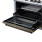 FORNO Ambassador Valente 36" 5.2 cu. ft. Gas Range, 6 Sealed Burners, Convection Oven in White with Antique Brass Accents and Copper Rivet Trim, FFSGS6299-36CPWHT