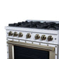 FORNO Ambassador Valente 36" 5.2 cu. ft. Gas Range, 6 Sealed Burners, Convection Oven in White with Antique Brass Accents and Copper Rivet Trim, FFSGS6299-36CPWHT