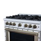 FORNO Ambassador Valente 36" 5.2 cu. ft. Gas Range, 6 Sealed Burners, Convection Oven in White with Antique Brass Accents and Copper Rivet Trim, FFSGS6299-36CPWHT