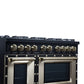 FORNO Ambassador Valente 48" 6.7 cu. ft. Gas Range, 8 Sealed Burners, Convection Oven in Black with Antique Brass Accents and Copper Rivet Trim, FFSGS6299-48CPBLK