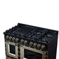 FORNO Ambassador Valente 48" 6.7 cu. ft. Gas Range, 8 Sealed Burners, Convection Oven in Black with Antique Brass Accents and Copper Rivet Trim, FFSGS6299-48CPBLK