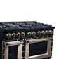 FORNO Ambassador Valente 48" 6.7 cu. ft. Gas Range, 8 Sealed Burners, Convection Oven in Black with Antique Brass Accents and Copper Rivet Trim, FFSGS6299-48CPBLK
