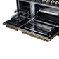 FORNO Ambassador Valente 48" 6.7 cu. ft. Gas Range, 8 Sealed Burners, Convection Oven in Black with Antique Brass Accents and Copper Rivet Trim, FFSGS6299-48CPBLK