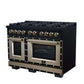 FORNO Ambassador Valente 48" 6.7 cu. ft. Gas Range, 8 Sealed Burners, Convection Oven in Black with Antique Brass Accents and Copper Rivet Trim, FFSGS6299-48CPBLK