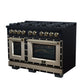 FORNO Ambassador Valente 48" 6.7 cu. ft. Gas Range, 8 Sealed Burners, Convection Oven in Black with Antique Brass Accents and Copper Rivet Trim, FFSGS6299-48CPBLK