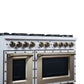 FORNO Ambassador Valente 48" 6.7 cu. ft. Gas Range, 8 Sealed Burners, Convection Oven in White with Antique Brass Accents and Copper Rivet Trim, FFSGS6299-48CPWHT