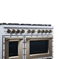 FORNO Ambassador Valente 48" 6.7 cu. ft. Gas Range, 8 Sealed Burners, Convection Oven in White with Antique Brass Accents and Copper Rivet Trim, FFSGS6299-48CPWHT