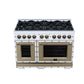 FORNO Ambassador Valente 48" 6.7 cu. ft. Gas Range, 8 Sealed Burners, Convection Oven in White with Antique Brass Accents and Copper Rivet Trim, FFSGS6299-48CPWHT