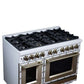 FORNO Ambassador Valente 48" 6.7 cu. ft. Gas Range, 8 Sealed Burners, Convection Oven in White with Antique Brass Accents and Copper Rivet Trim, FFSGS6299-48CPWHT