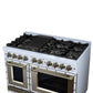 FORNO Ambassador Valente 48" 6.7 cu. ft. Gas Range, 8 Sealed Burners, Convection Oven in White with Antique Brass Accents and Copper Rivet Trim, FFSGS6299-48CPWHT