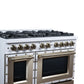 FORNO Ambassador Valente 48" 6.7 cu. ft. Gas Range, 8 Sealed Burners, Convection Oven in White with Antique Brass Accents and Copper Rivet Trim, FFSGS6299-48CPWHT