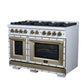 FORNO Ambassador Valente 48" 6.7 cu. ft. Gas Range, 8 Sealed Burners, Convection Oven in White with Antique Brass Accents and Copper Rivet Trim, FFSGS6299-48CPWHT