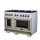 FORNO Ambassador Valente 48" 6.7 cu. ft. Gas Range, 8 Sealed Burners, Convection Oven in White with Antique Brass Accents and Copper Rivet Trim, FFSGS6299-48CPWHT