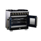 FORNO Capriasca 36" 5.36 cu. ft. French Door Gas Range with 6 Brass Burners, Air Fryer Kit, Rotisserie Kit, Wok Support & Griddle in Black with Antique Brass Accents, FFSGS6460-36BLK