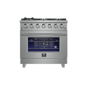 FORNO Massimo 36" 5.36 cu. ft. Freestanding Gas Range with 6 Burners, FFSGS6239-36