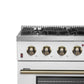 FORNO Galiano 36" 5.36 cu. ft. Gas Range with 6 Sealed Burners in White with Antique Brass Accents, FFSGS6244-36WHT