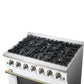 FORNO Galiano 36" 5.36 cu. ft. Gas Range with 6 Sealed Burners in White with Antique Brass Accents, FFSGS6244-36WHT