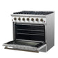 FORNO Galiano 36" 5.36 cu. ft. Gas Range with 6 Sealed Burners in White with Antique Brass Accents, FFSGS6244-36WHT