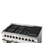 FORNO Galiano 48" 6.58 cu. ft. Gas Range with 8 Sealed Burners and Griddle in White with Antique Brass Accents, FFSGS6244-48WHT
