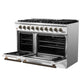 FORNO Galiano 48" 6.58 cu. ft. Gas Range with 8 Sealed Burners and Griddle in White with Antique Brass Accents, FFSGS6244-48WHT