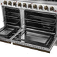 FORNO Galiano 48" 6.58 cu. ft. Gas Range with 8 Sealed Burners and Griddle in White with Antique Brass Accents, FFSGS6244-48WHT