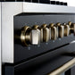 FORNO Giovanni 30" 4.32 cu. ft. Gas Range with 5 Burners, Air Fry Basket, Wok Support and Griddle in Black with Antique Brass Accents, FFSGS6274-30BLK