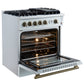 FORNO Giovanni 30" 4.32 cu. ft. Gas Range with 5 Burners, Air Fry Basket, Wok Support and Griddle in White with Antique Brass Accents, FFSGS6274-30WHT