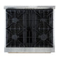 FORNO Marco 30" 4.32 cu.ft. Gas Range with 4 Burners and Temperature Gauge in Black with Antique Brass Accents, FFSGS6277-30BLK