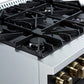 FORNO Marco 30" 4.32 cu.ft. Gas Range with 4 Burners and Temperature Gauge in Black with Antique Brass Accents, FFSGS6277-30BLK