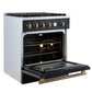 FORNO Marco 30" 4.32 cu.ft. Gas Range with 4 Burners and Temperature Gauge in Black with Antique Brass Accents, FFSGS6277-30BLK