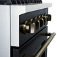 FORNO Marco 30" 4.32 cu.ft. Gas Range with 4 Burners and Temperature Gauge in Black with Antique Brass Accents, FFSGS6277-30BLK