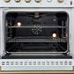 FORNO Marco 30" 4.32 cu.ft. Gas Range with 4 Burners and Temperature Gauge in White with Antique Brass Accents, FFSGS6277-30WHT
