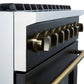 FORNO Marco 36" 5.36 cu.ft. Gas Range with 6 Burners and Temperature Gauge in Black with Antique Brass Accents, FFSGS6277-36BLK