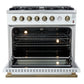 FORNO Marco 36" 5.36 cu.ft. Gas Range with 6 Burners and Temperature Gauge in Black with Antique Brass Accents, FFSGS6277-36WHT