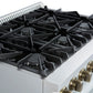 FORNO Marco 36" 5.36 cu.ft. Gas Range with 6 Burners and Temperature Gauge in Black with Antique Brass Accents, FFSGS6277-36WHT