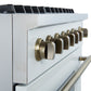 FORNO Marco 36" 5.36 cu.ft. Gas Range with 6 Burners and Temperature Gauge in Black with Antique Brass Accents, FFSGS6277-36WHT