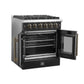 FORNO Galiano 30" 4.32 cu. ft. French Door Gas Range with 5 Sealed Burners in Black with Antique Brass Accents, FFSGS6444-30BLK