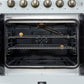 FORNO Galiano 30" 4.32 cu. ft. French Door Gas Range with 5 Sealed Burners in White with Antique Brass Accents, FFSGS6444-30WHT