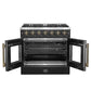 FORNO Galiano 36" 5.36 cu. ft. French Door Gas Range with 6 Sealed Burners in Black with Antique Brass Accents, FFSGS6444-36BLK