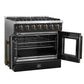 FORNO Galiano 36" 5.36 cu. ft. French Door Gas Range with 6 Sealed Burners in Black with Antique Brass Accents, FFSGS6444-36BLK