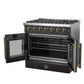 FORNO Galiano 36" 5.36 cu. ft. French Door Gas Range with 6 Sealed Burners in Black with Antique Brass Accents, FFSGS6444-36BLK
