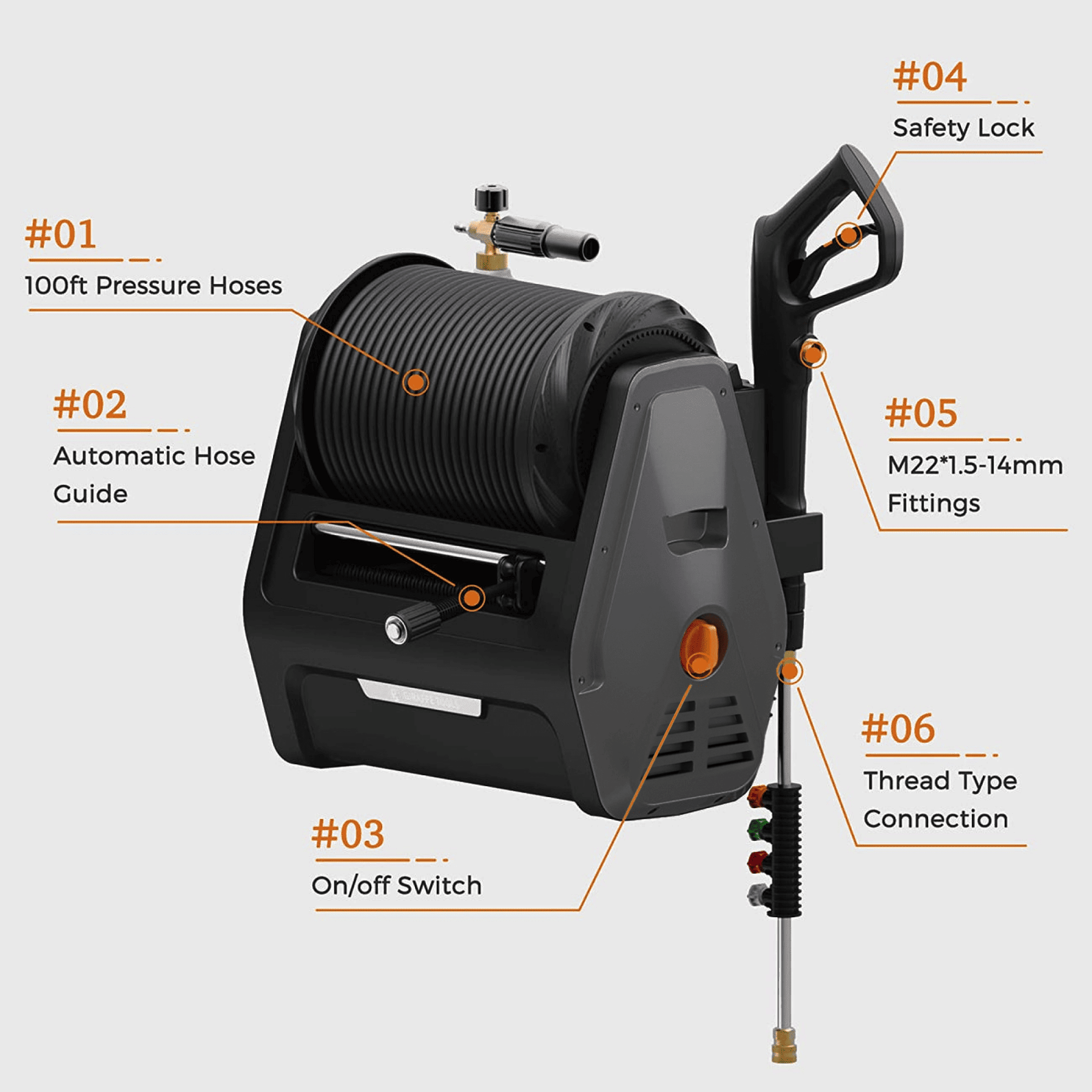 Giraffe Tools Grandfalls Retractable Pressure Washer - Thumbnail 5