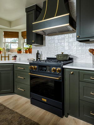 Gordon Ramsay by THOR Kitchen 30" 4.55 cu. ft. Professional Propane Gas Range with Tilt Panel Touch Control and Self-Clean in Matte Black with Bronze Accents, RSG30BLP-BRZ