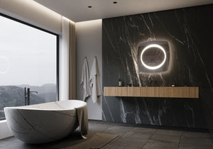 Paris Mirror 28" x 28" Square Halo Illuminated Mirror 3000K