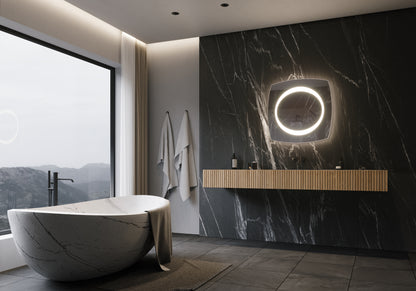 Paris Mirror 28" x 28" Square Halo Illuminated Mirror 3000K