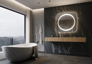 Paris Mirror 40" x 40" Square Halo Illuminated Mirror 3000K