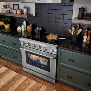 THOR Kitchen Package - 36" Electric Range, Range Hood, Refrigerator, Dishwasher, AP-HRE3601-3
